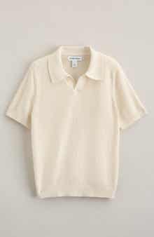 Kids' Waffle Stitch Johnny Collar Polo Sweater