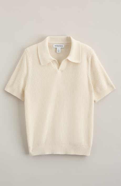 Kids' Waffle Stitch Johnny Collar Polo Sweater