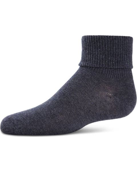 Ribbed Triple-Roll-Cuff Ankle Sock