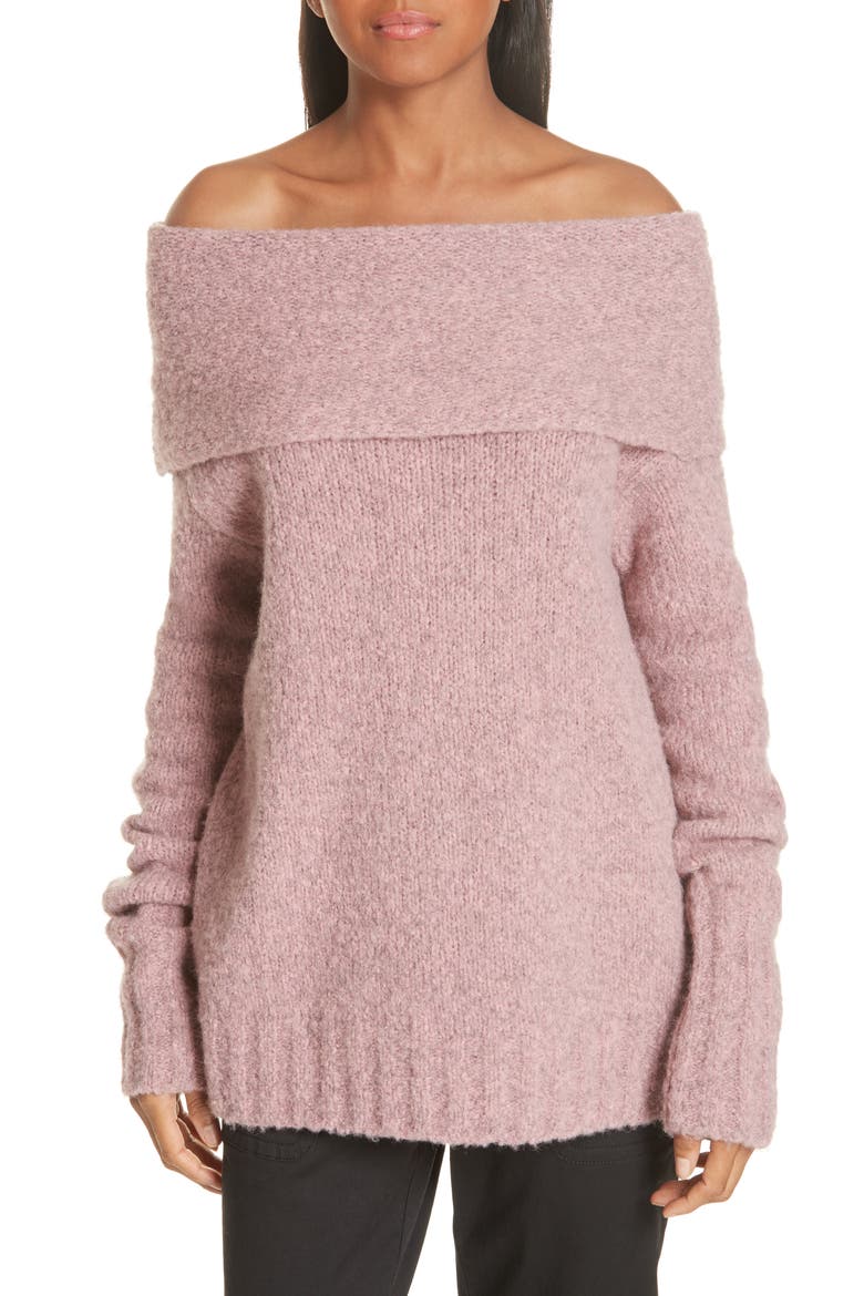 Off-the-Shoulder Alpaca Blend Sweater, Main, color, SOFT PINK