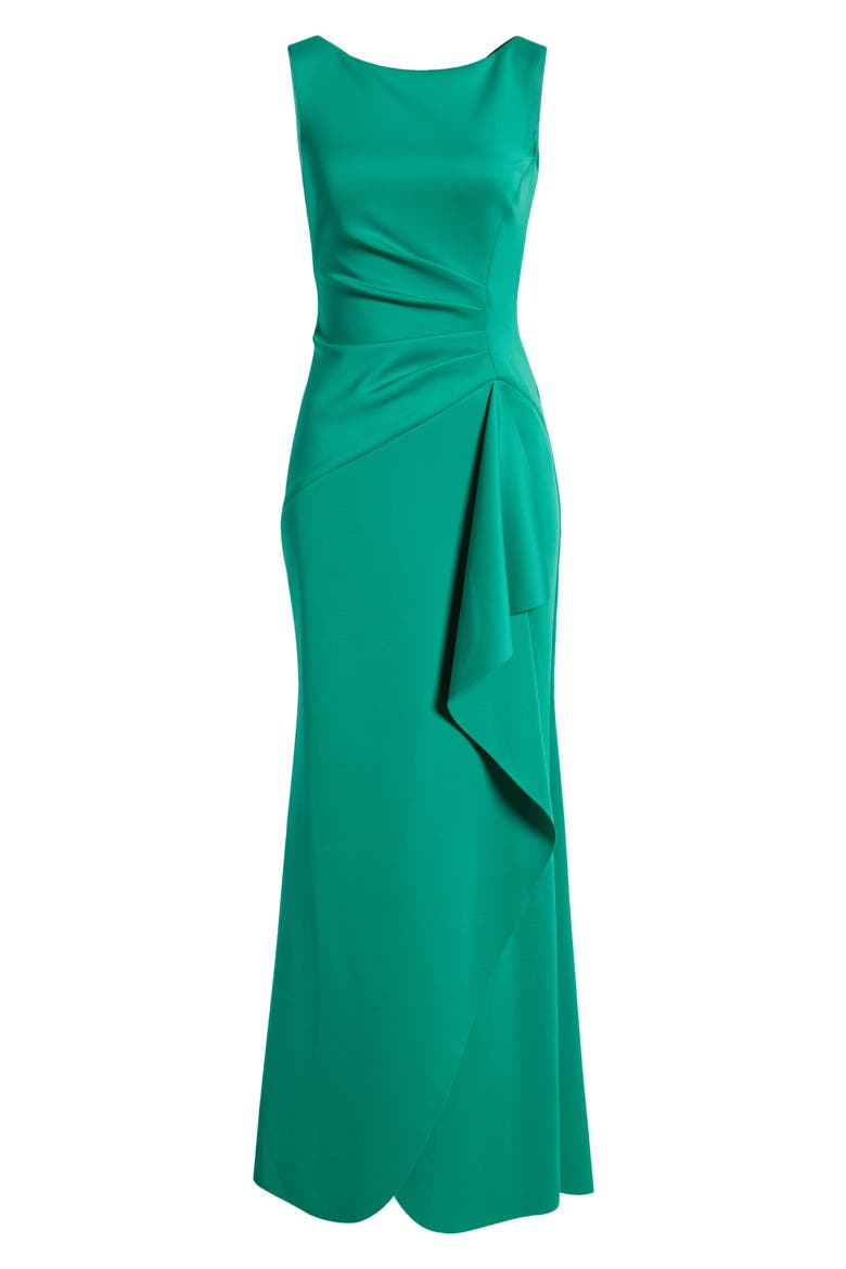 Sleeveless Side Tuck Gown, Alternate, color, GREEN