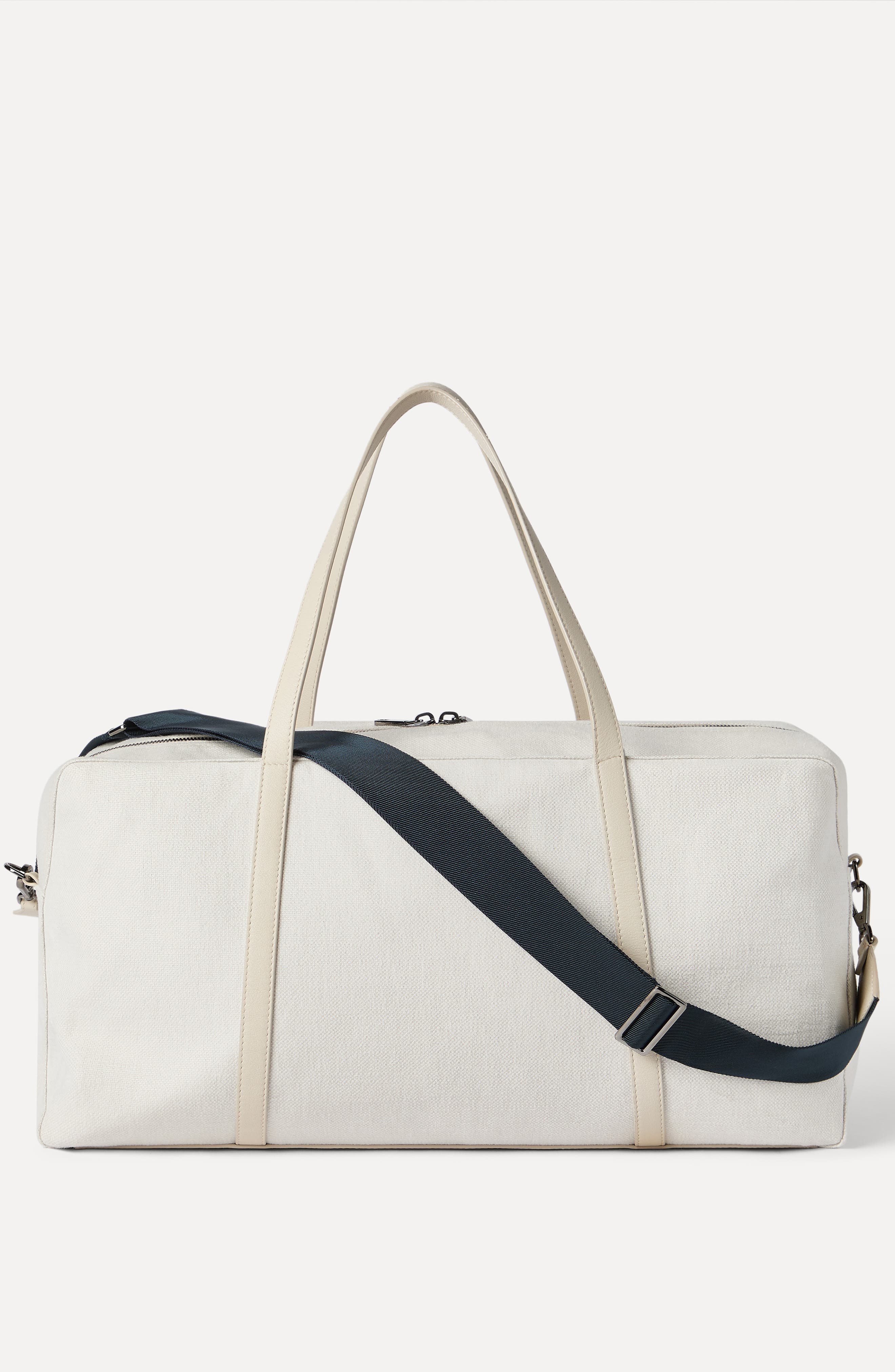 Brunello Cucinelli Canvas bag with logo, Alternate, color, Silver