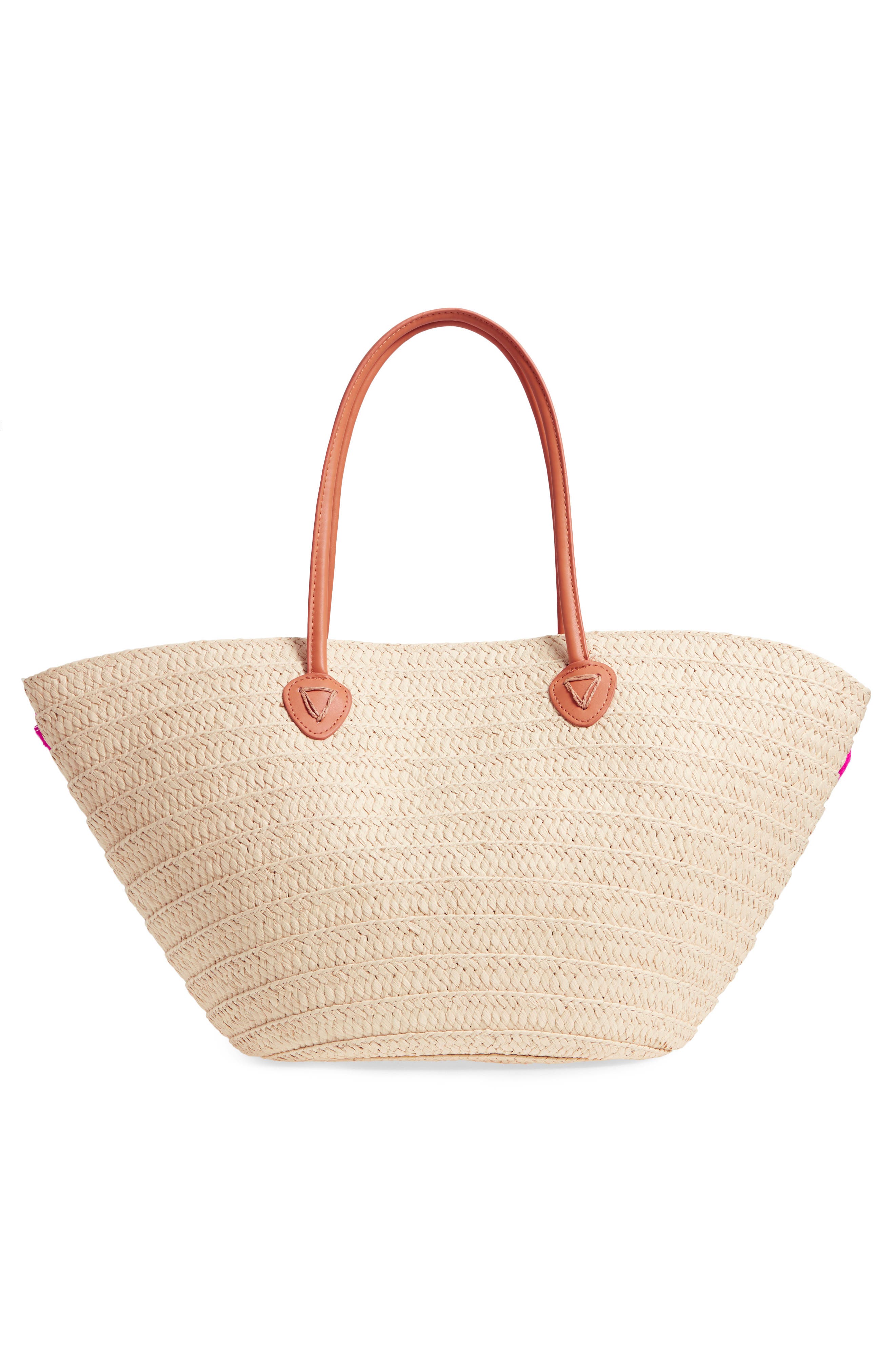 Shiraleah Klo Pompom Straw Tote, Alternate, color, 