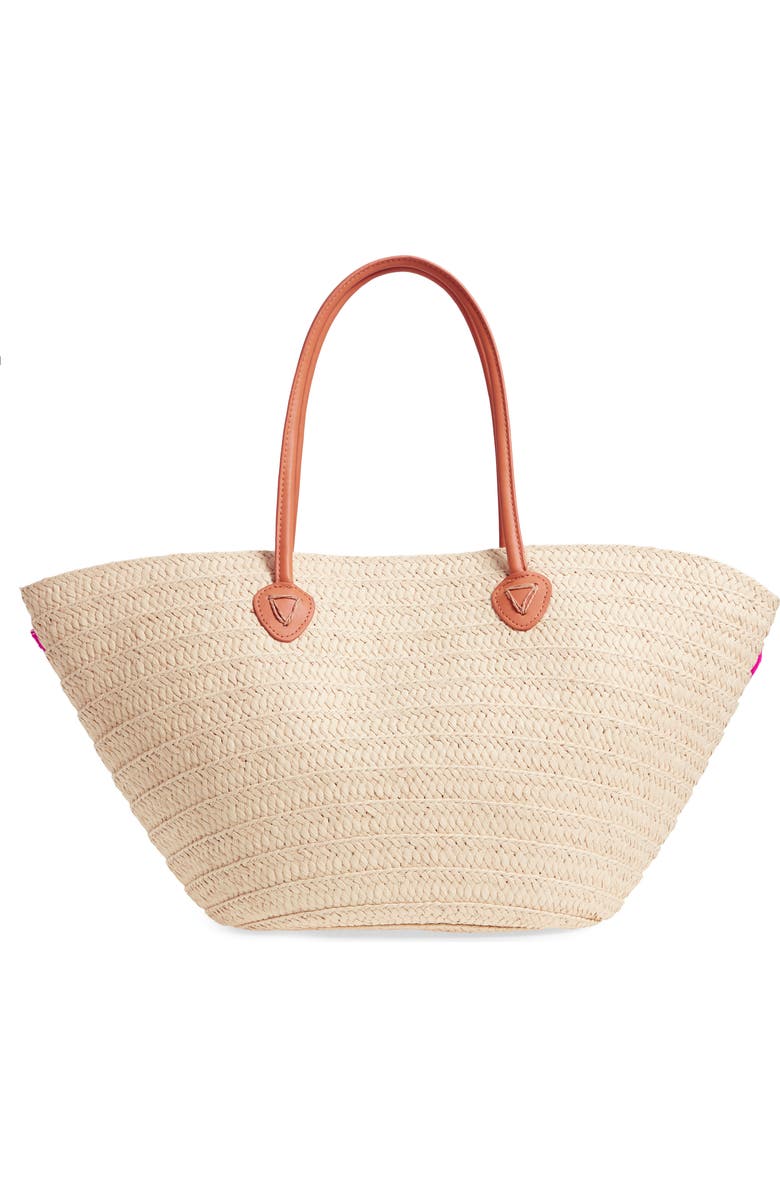 Shiraleah Klo Pompom Straw Tote, Alternate, color,