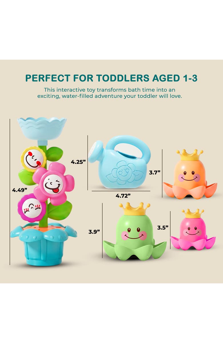 Sperric Flower Waterfall Suction Bath Toy Set, Alternate, color, Multicolor