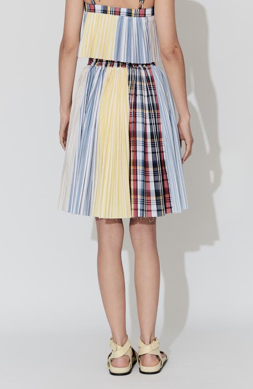 De Loreta Aire Pleated Cotton Midi Skirt In Multi