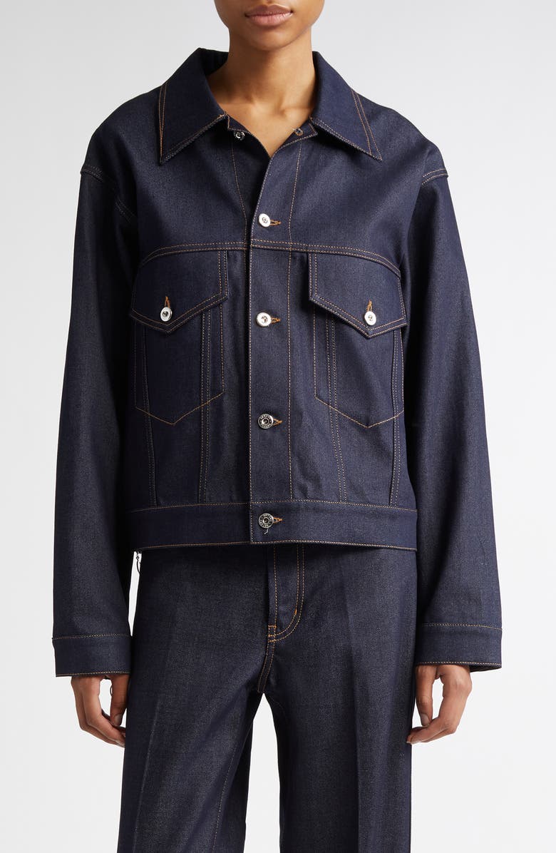 SETCHU Paper Denim Trucker Jacket, Main, color, Indigo