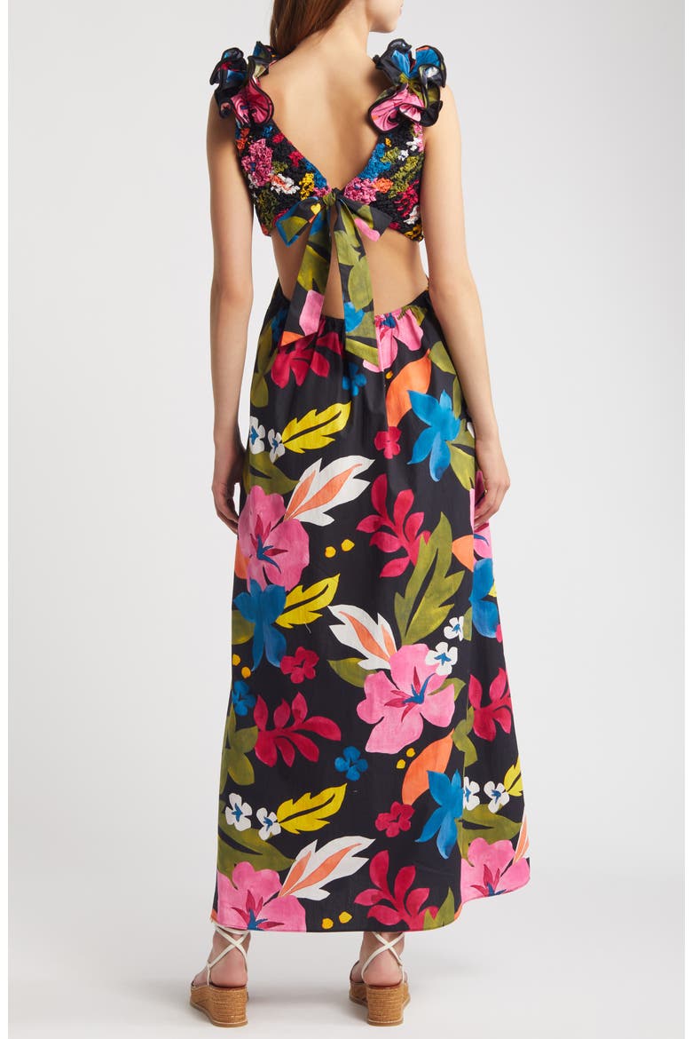 Zaira Floral Cotton Maxi Dress, Alternate, color, BLUE MULTI