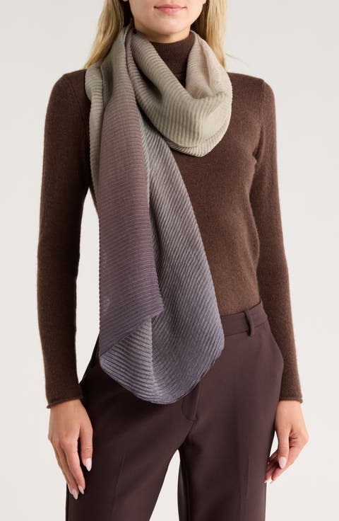 Ombré Pleated Wrap Scarf