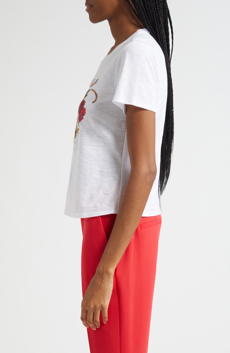 Cinq à Sept Western Amour Embroidered Cotton T-Shirt, Alternate, color, White