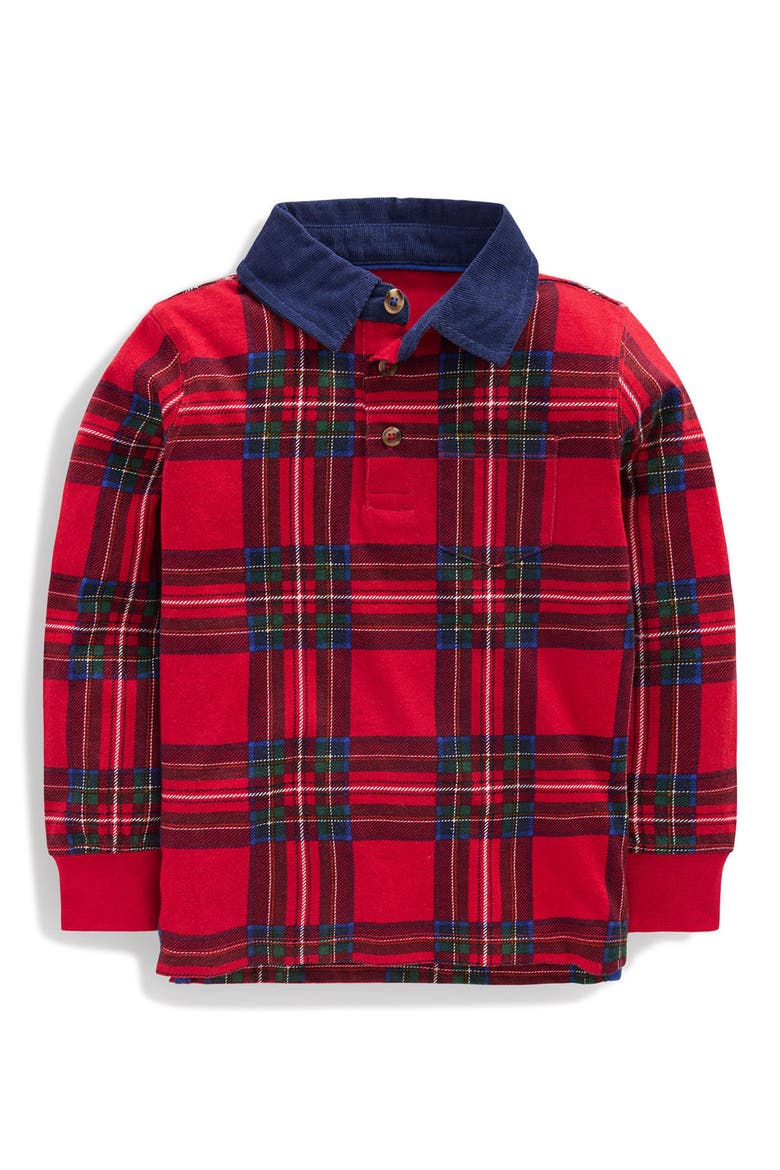 Kids' Long Sleeve Smart Polo, Main, color, RED BRAND CHECK