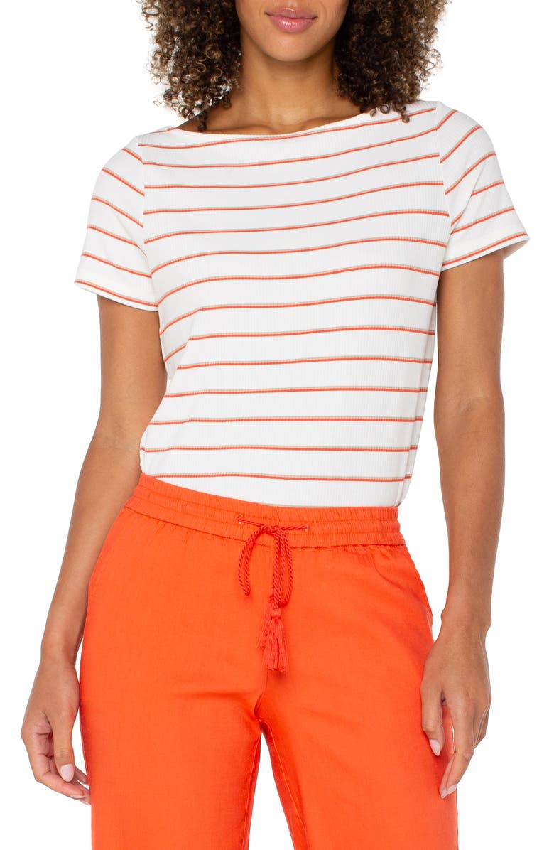 Liverpool Los Angeles Stripe Boatneck T-Shirt, Main, color, 