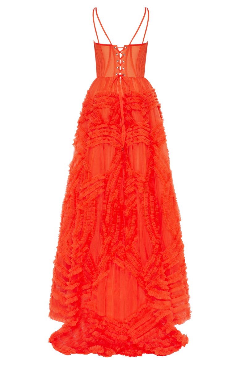Milla Tangerine Tulle Ornament Maxi Dress, Alternate, color, 