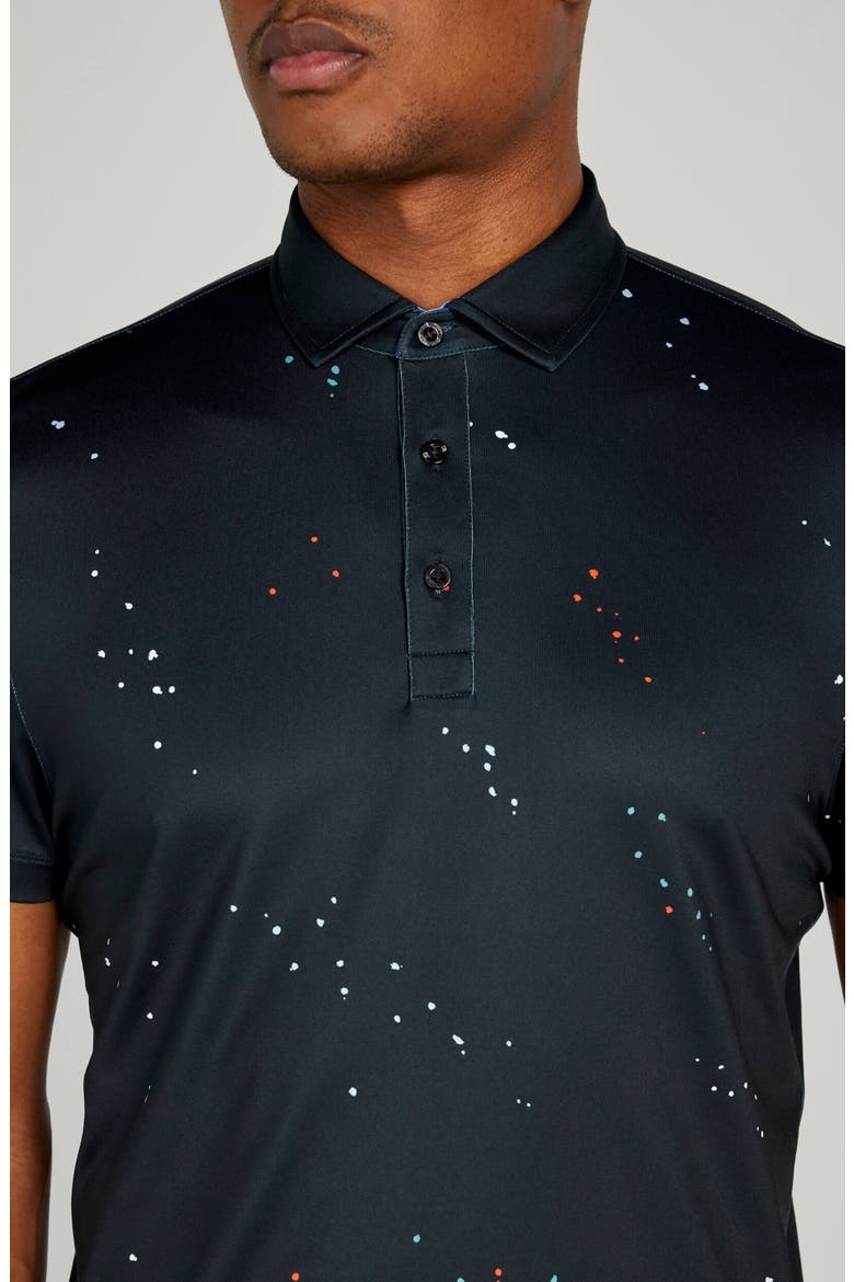 Hanson Spatter Print Performance Golf Polo, Alternate, color, TUXEDO