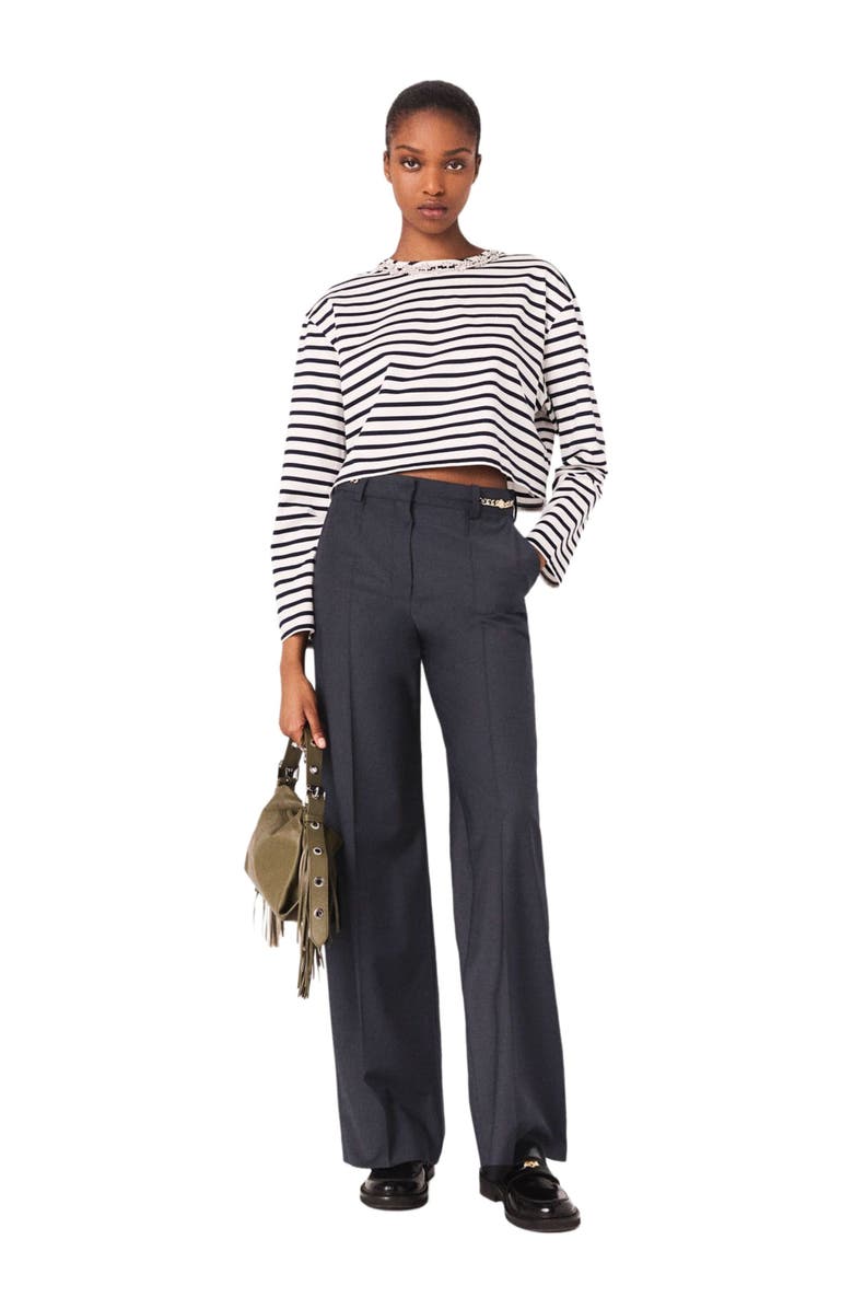 maje Suit trousers with chain detail, Alternate, color, Navy