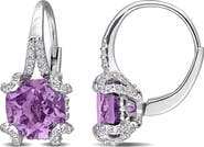 DELMAR Amethyst & White Topaz Lever Back Earrings