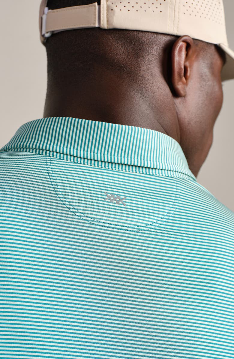 Rhone Drive Time Performance Polo, Alternate, color, Cool Mint/ Ash Blue Stripe
