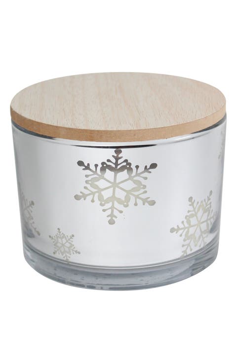 Etched Vanilla Snowflake Two-Wick Candle