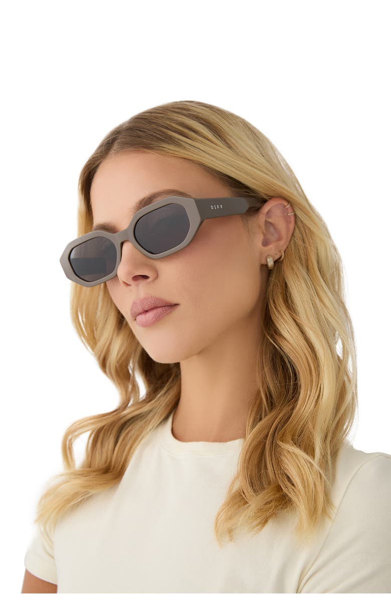 DIFF Allegra 53mm Polarized Rectangular Sunglasses, Alternate, color, Grey