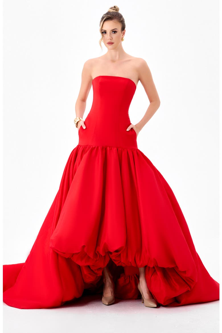 Allegra Strapless Balloon Gown, Alternate, color, RED