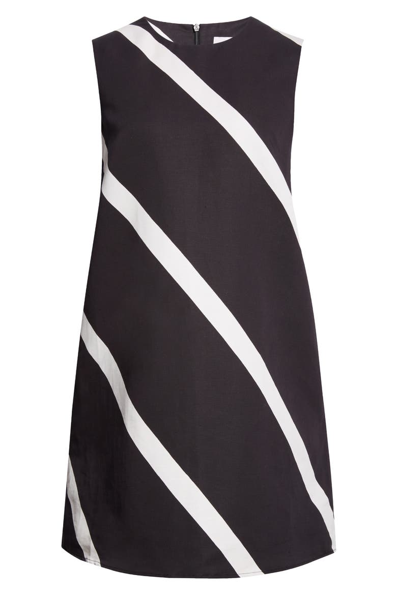 Sopiva Basso Cotton & Linen Shift Dress, Alternate, color, BLACK, OFF WHITE