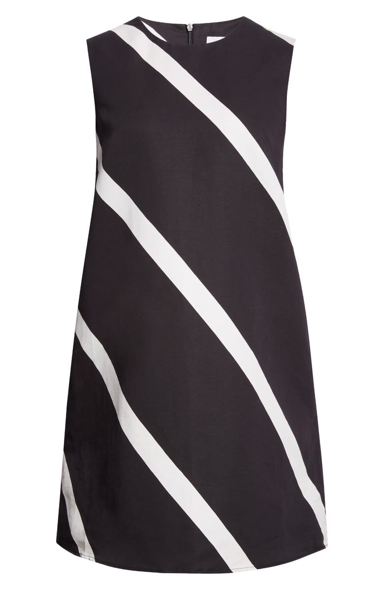 Marimekko Sopiva Basso Cotton & Linen Shift Dress, Alternate, color, Black, Off White