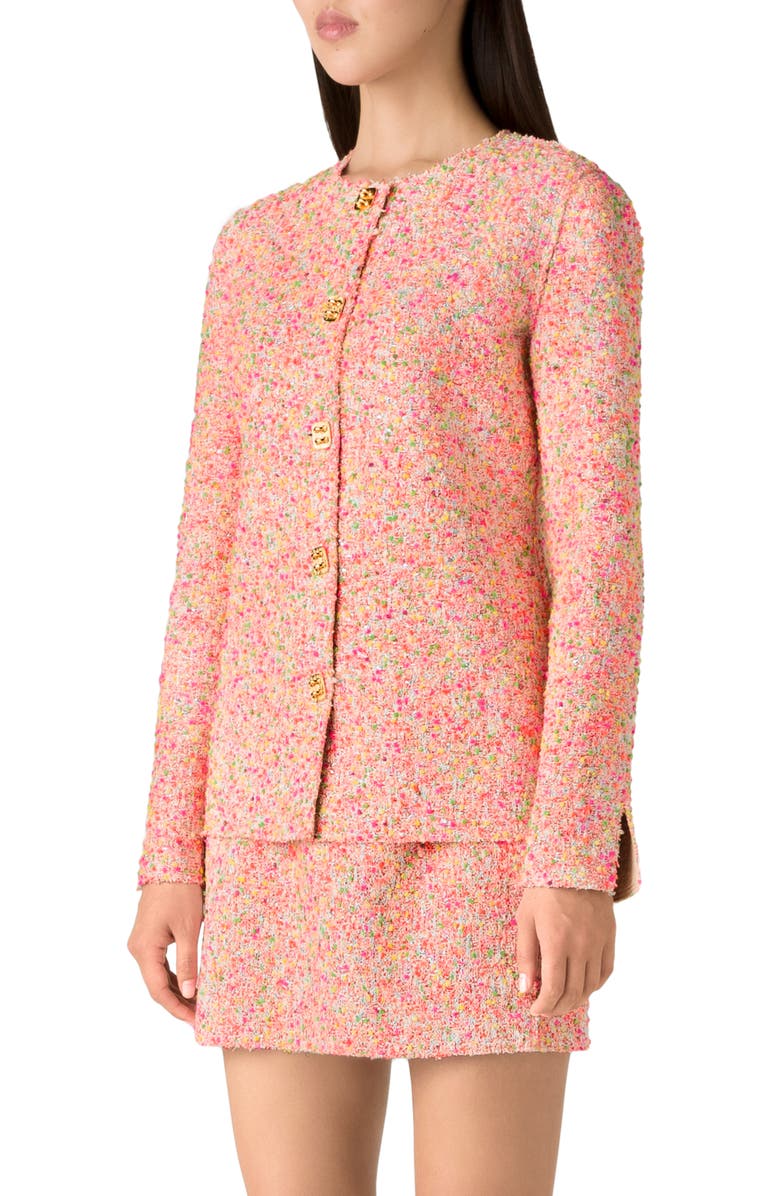 St. John Collection Raw Edge Tweed Knit Jacket, Alternate, color, 