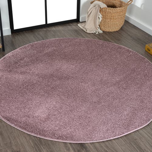 Jonathan Y Haze Solid Low-pile Round Area Rug In Purple/lilac