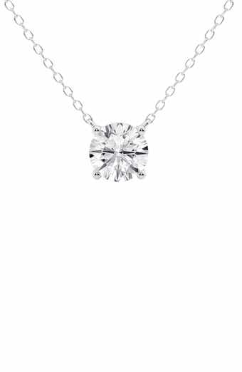 Badgley Mischka Collection 14K Gold Round Cut Lab-Created Diamond Pendant Necklace - 1.0ct
