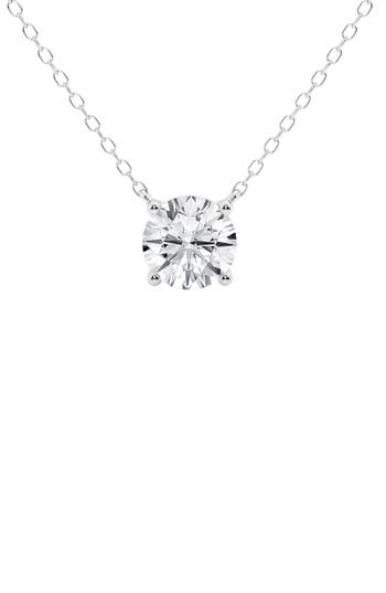 Badgley Mischka Collection 14k Gold Round Cut Lab-created Diamond Pendant Necklace In White Gold