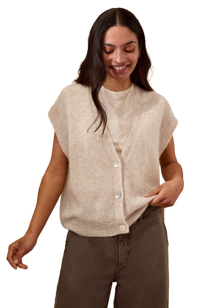 Grown On Button Up Sleeve Cardigan, Main, color, Oatmeal