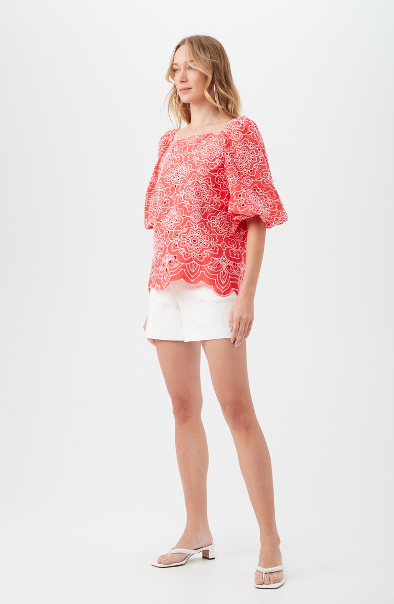 Trina Turk Veil 2 Top, Alternate, color, Capri Coral/ Whitewash
