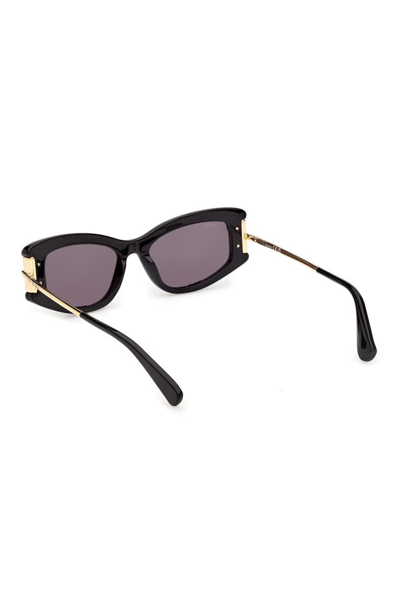 52mm Cat Eye Sunglasses, Alternate, color, SHINY BLACK DEEP GOLD / SMOKE