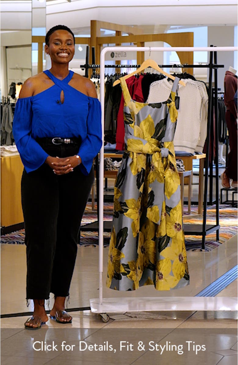 Floral Jacquard Midi Cocktail Dress, sales video thumbnail