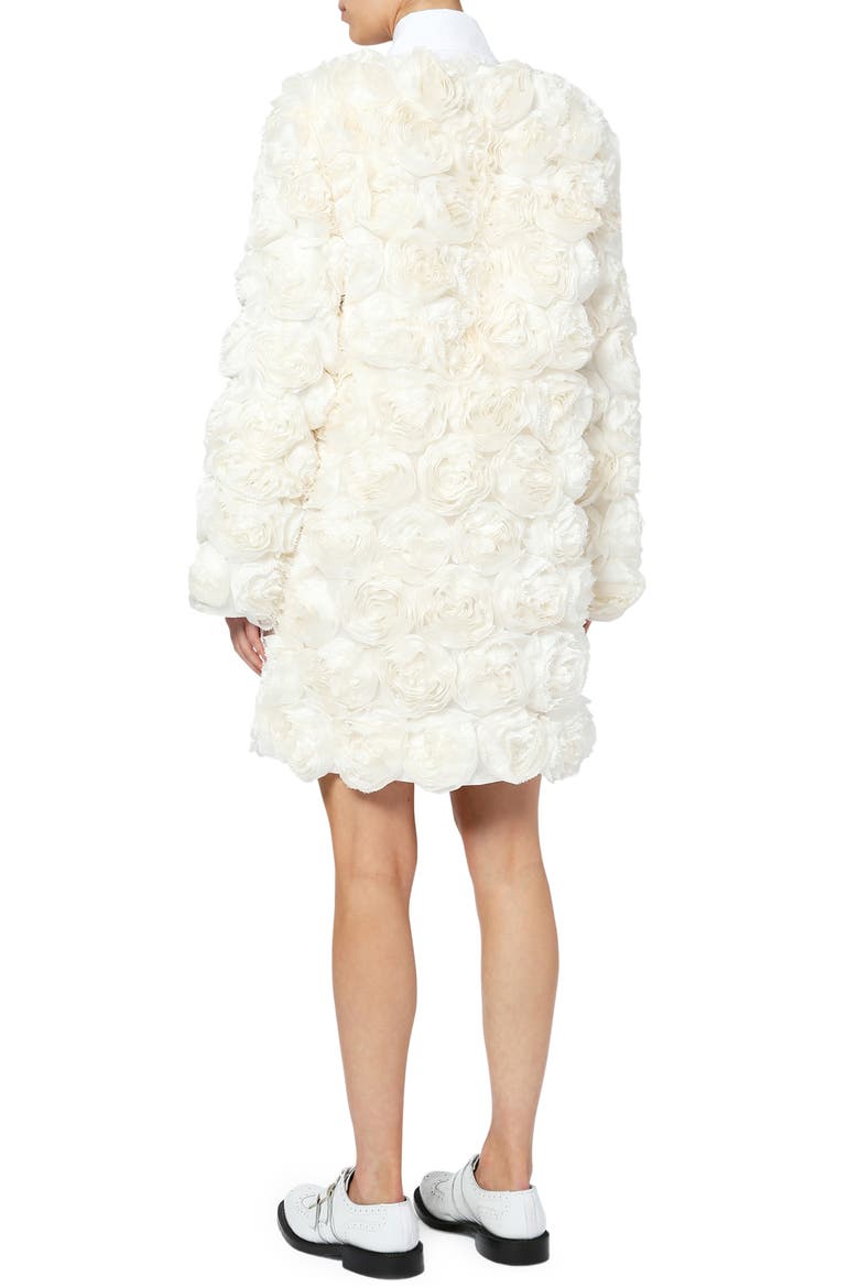 Embellished 3D Rose Silk Coat, Alternate, color, WHITE