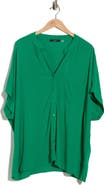 T Tahari Elbow Sleeve Button-Up Shirt