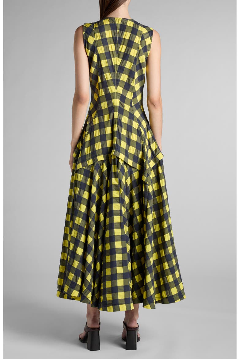 Macro Gingham Fit + Flare Dress, Alternate, color, 7315 YELLOW/ SHRUB/ WAVE