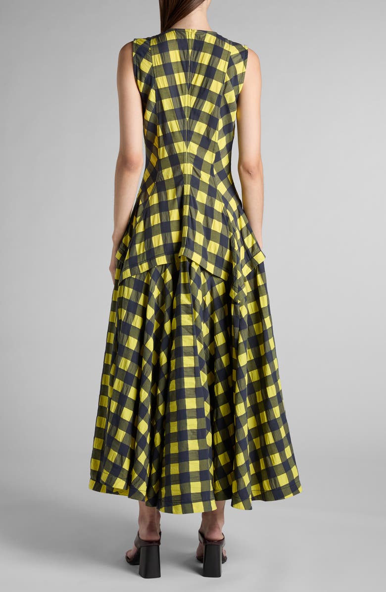 Bottega Veneta Macro Gingham Fit + Flare Dress, Alternate, color, 7315 Yellow/ Shrub/ Wave