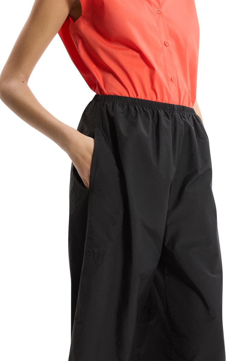 Theory Wide Leg Cotton Blend Crop Paints, Alternate, color, Black