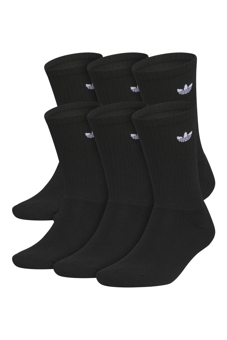 6-Pack Trefoil 2.0 Crew Socks, Main, color, BLACK/ WHITE
