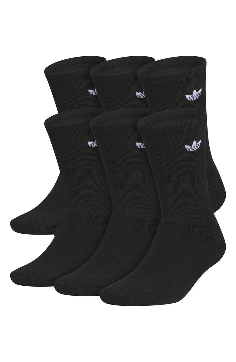 adidas 6-Pack Trefoil 2.0 Quarter Crew Socks, Main, color, Black/ White
