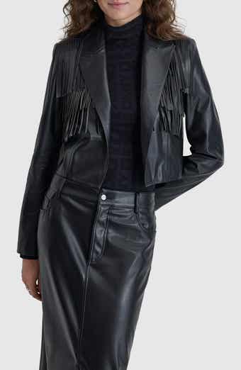 Fringe Detail Faux Leather Jacket