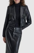 DKNY Fringe Detail Faux Leather Jacket