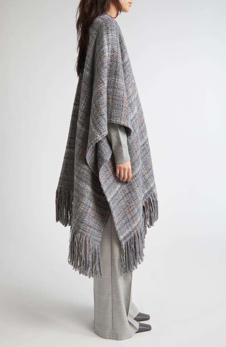 Johnstons of Elgin Plaid Wool Cape, Alternate, color, Grey