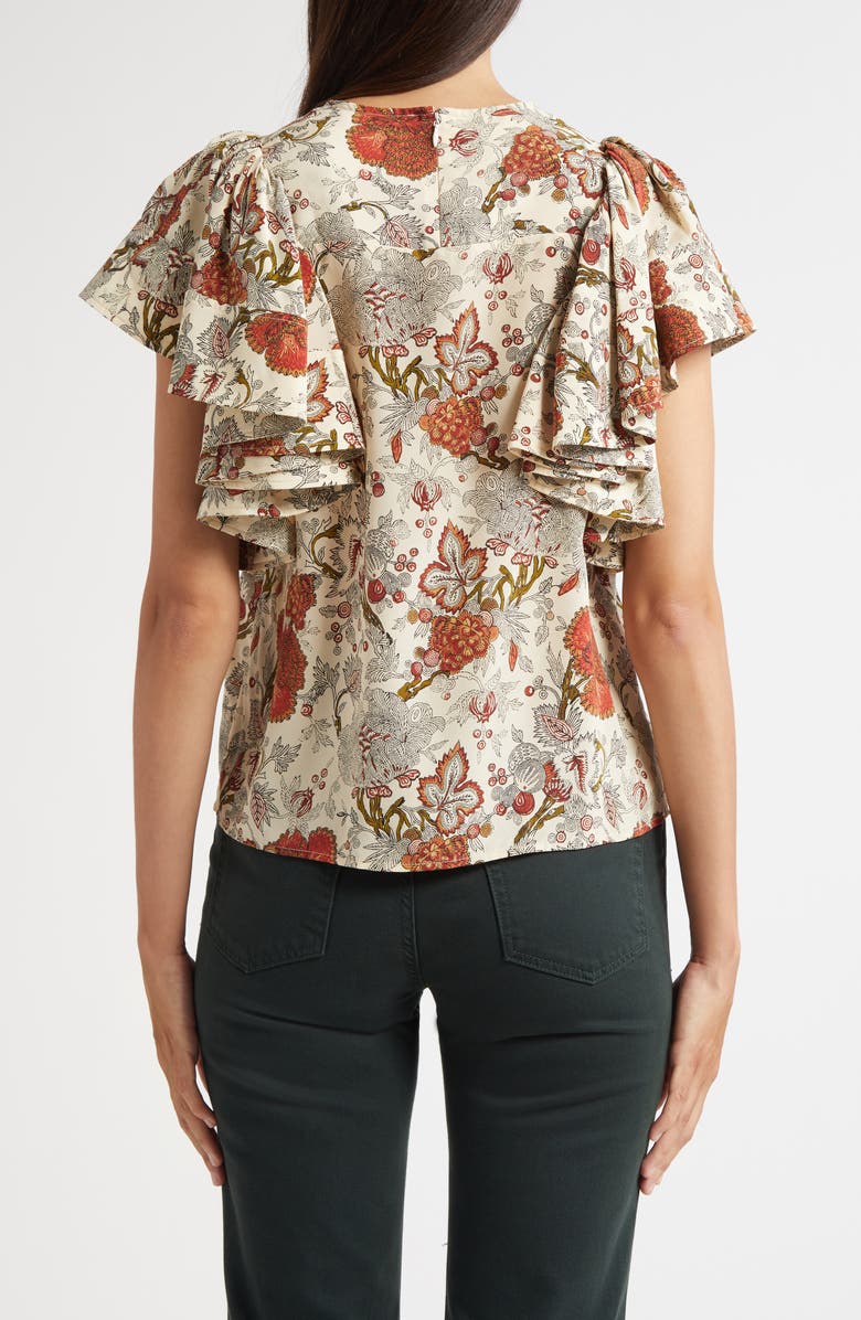 Ulla Johnson Lena Flutter Sleeve Silk Top, Alternate, color, Winter Garden