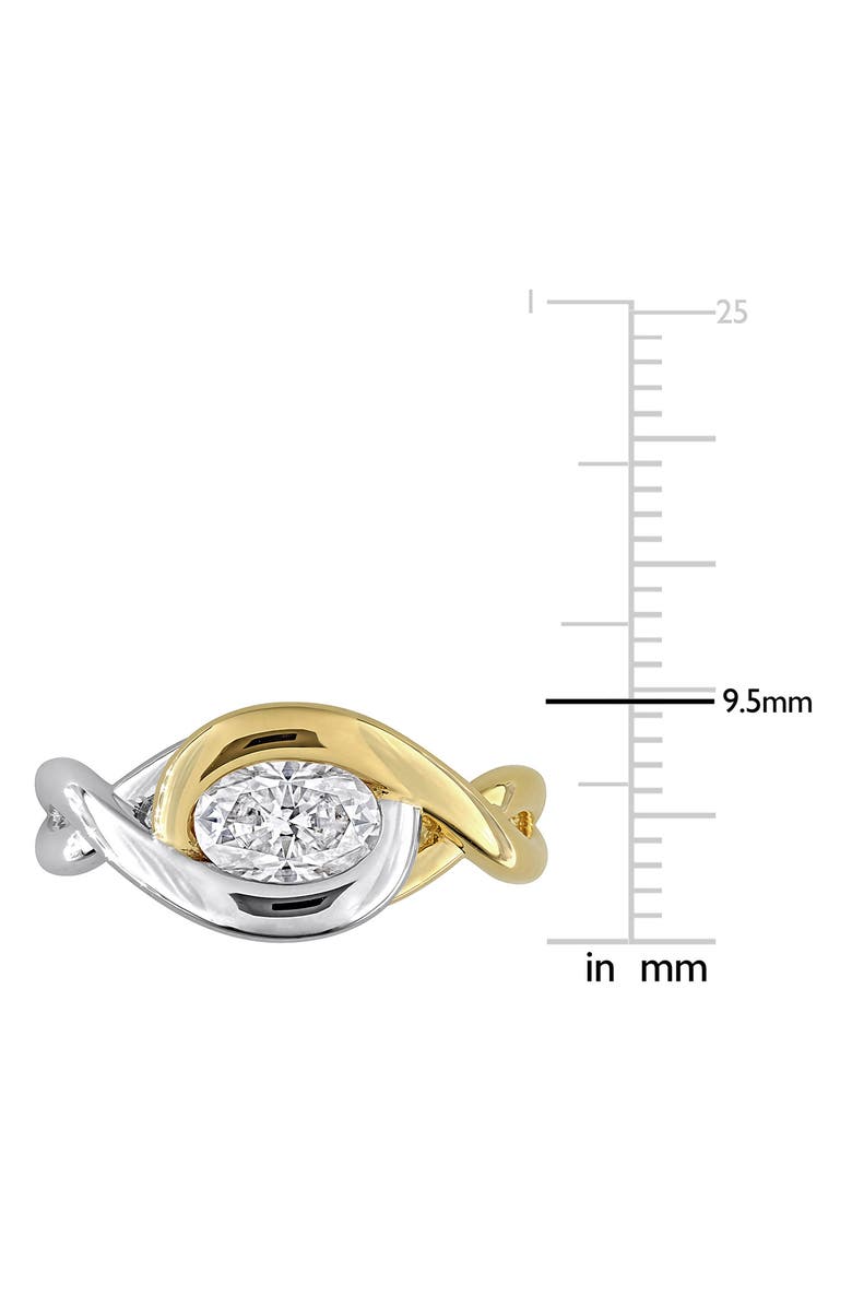 DELMAR Dew Lab-Grown Moissanite Solitaire Two-Tone Ring, Alternate, color, White