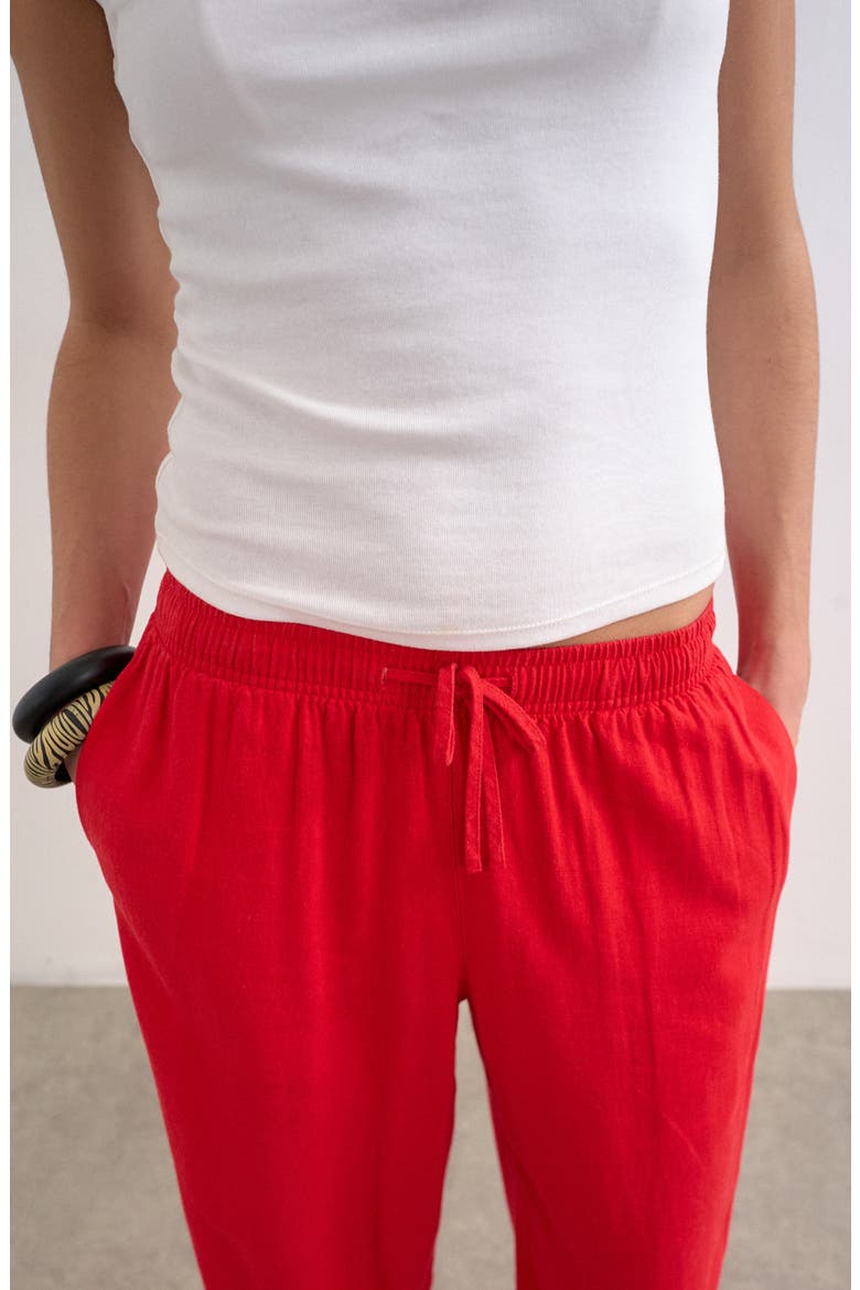 Linen Blend Straight Leg Pants, Alternate, color, RED