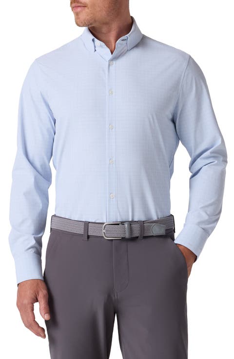 Leeward Trim Fit Check Print Button-Up Shirt