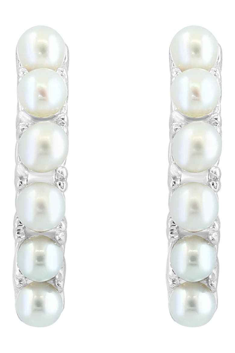 Sterling Silver 5-5.5mm Freshwater Pearl Hoop Earrings, Alternate, color, WHITE