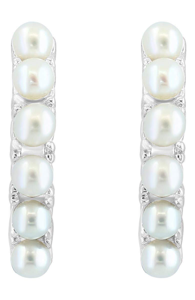 EFFY Sterling Silver 5-5.5mm Freshwater Pearl Hoop Earrings, Alternate, color, White